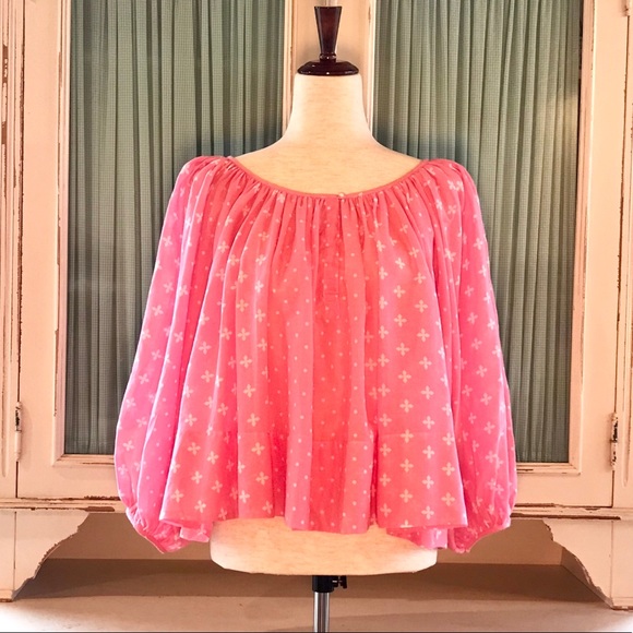 ❌SOLDVoluminous Cotton Voile Peasant Top - Picture 2 of 9